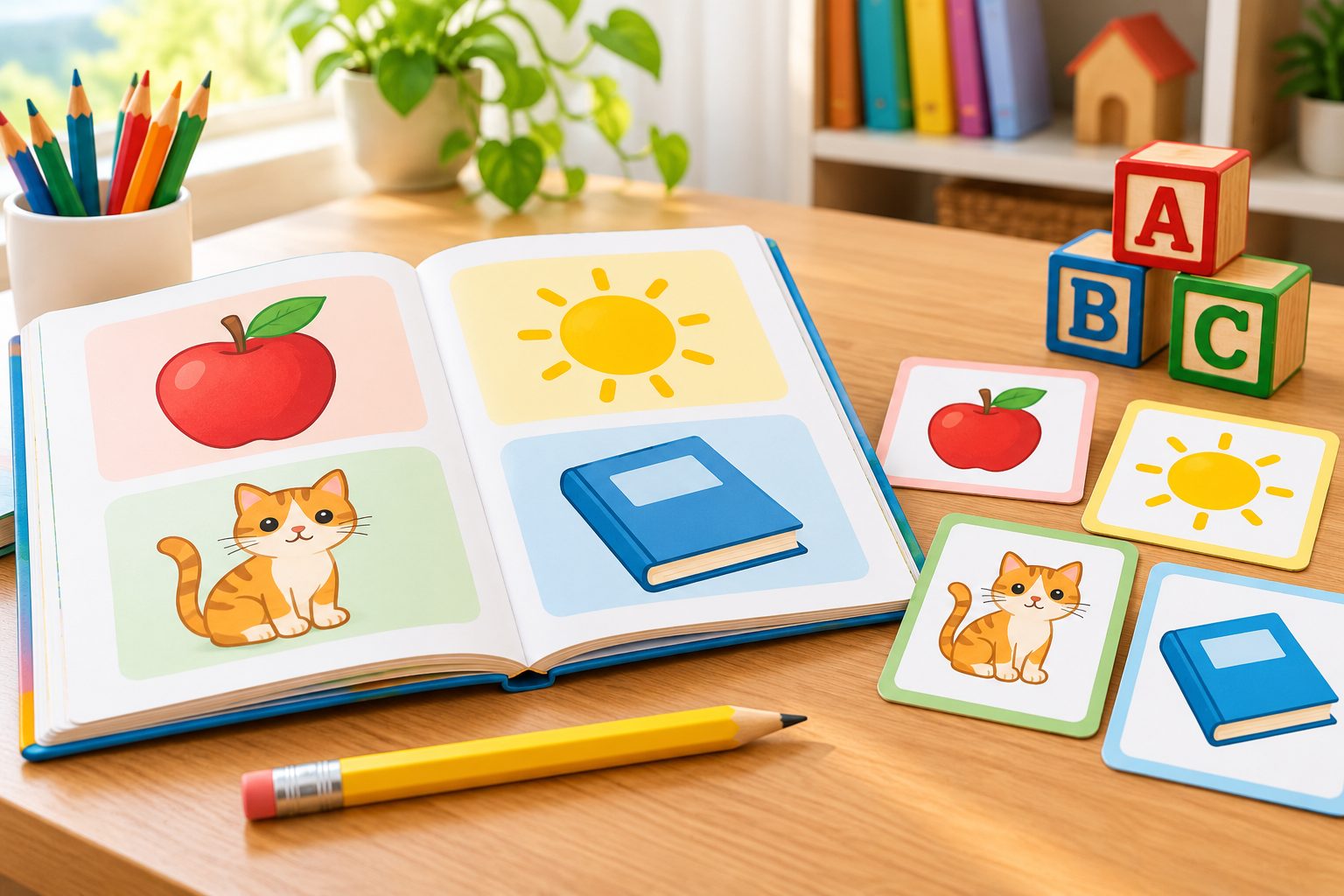Parent and young child reading a colorful picture book together